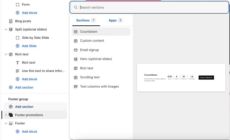 Working with the Footer section.png